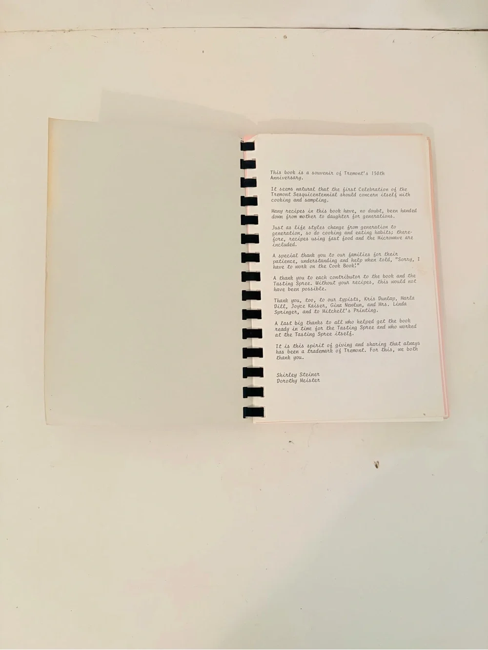 Vintage 1985 Tremont Illinois Sesquicentennial Celebration Cookbook